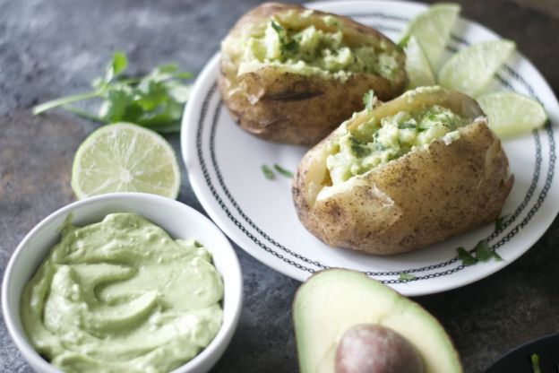 Avocado, Cilantro, and Lime Baked Potatoes